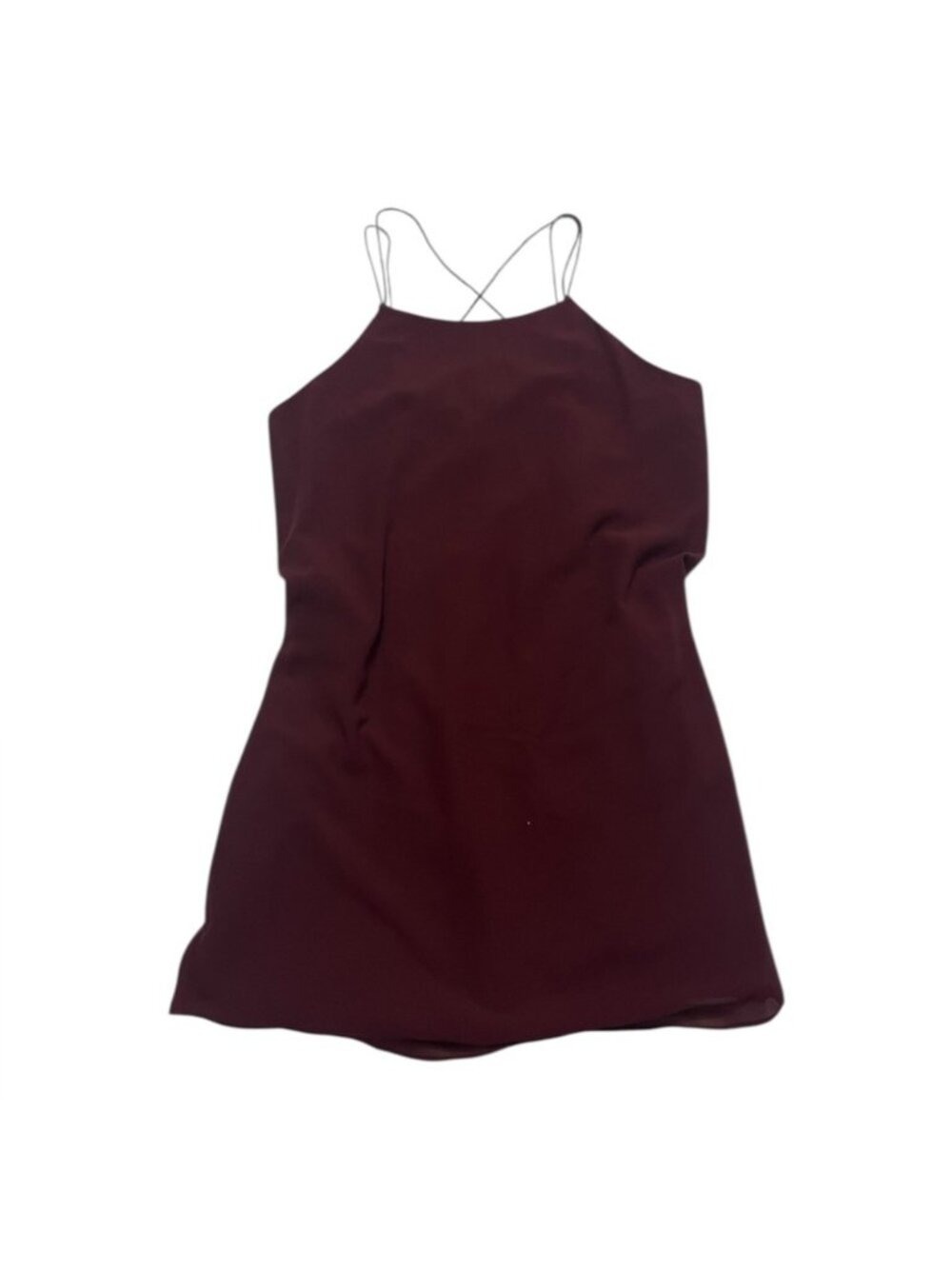 Naked Zebra Burgundy Pleated Back Slip Dress Strappy Cocktail Size Medium